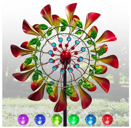 MeLtor Solar WindräDer Garten, 210 cm Metall Windspiel, Edelstahl Kugellager WindräDer für DraußEn Groß, für Terrasse Und Garten