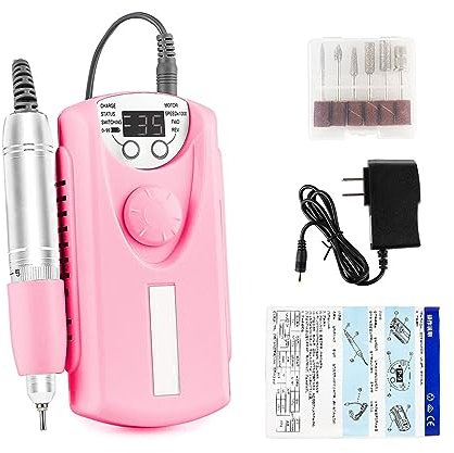 Torno para Uñas, Taladro de uñas inalámbrico, máquina amoladora de manicura, lima de uñas de 35000RPM, máquina pulidora, fresadora de uñas, herramienta de Arte de uñas para Salón DIY Principiantes Muj