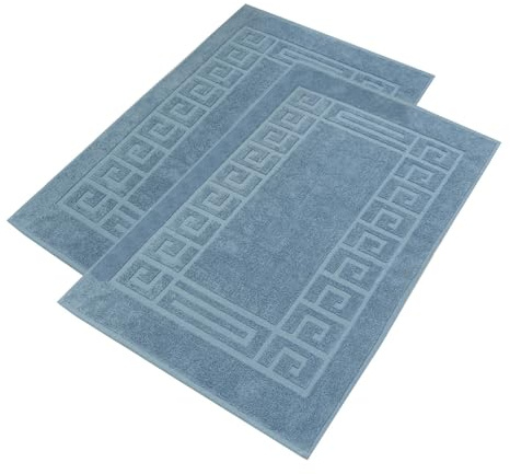 nice homeit Lot de 2 Tapis de Bain en éponge 100% Coton – Tapis de Bain de Haute qualité – Extra Doux, absorbants et lavables en Machine – Fabriqué en Italie (Bleu, 60 x 90 cm)