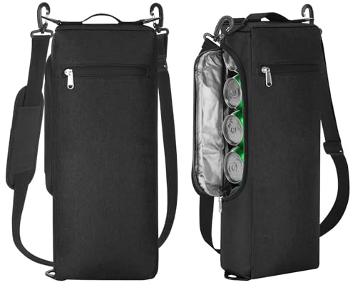 Golf Cooler Bag for Men Women, Small Soft Insulated Beer Cooler Holds 6 Pack of Cans or Two Wine Bottles, Portable Golf Accessories Cooler Sleeve for Camping Picnic Beach Outdoor (Black)