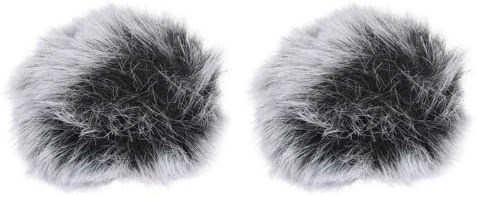 2pcs Windproof Plush Microphone Cover Replacement Sleeves | Imitation Plush, Grey Black Finish, Clip-on Style, Suitable for Mounted Microphone Use