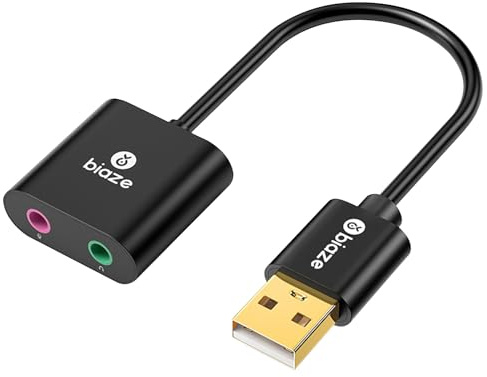USB to 3.5mm Jack Audio Adapter External Sound Card with 3.5mm Headphone and Microphone TRS Jack to USB Compatible with Windows, Laptops, Desktops Windows, MAC, Linux, PC, PS5, PS4
