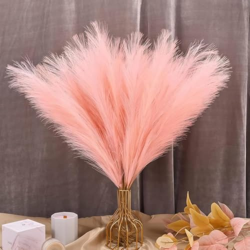 30 Stücke Trockenblumen Rosa,Naturalnh Künstlicher Pampasgras,Deko Pampas Gras Flauschig,Pampasgras Künstlich,Trockenblumen Deko Boho for Hochzeit und Heimdekoration（Rosa）