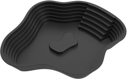 FewNvWa Récipient d'eau pour Reptile avec Pente pour Faciliter L'Accès Combinant Mangeoire et Bassin de Baignade Adapté Aux Animaux de Compagnie, Noir
