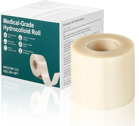 Hydrokolloid Pflaster Rolle 5 cm × 5 m, Zuschneidbar für Blasen und Pickel | Ideal für Blasen an der Ferse, einzelne Pickel sowie kleine Schnitt und Schürfwunden