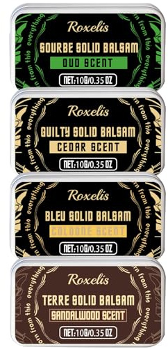 Perfume sólido para hombre, perfume masculino con feromonas, 4 x 10 g | vetiver, cedro, salvia, sándalo, perfume masculino para otoño e invierno, set de perfumes de viaje, regalos para hombre