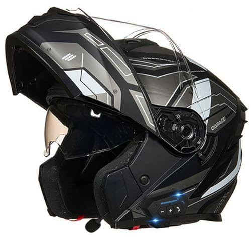 Klapphelme Bluetooth Modulare Helme Erwachsene Motorrad Integrierter Bluetooth-Helm Mit Doppelvisier Modulare Integralhelm Herren Und Damen Motocrosshelme ECEDOT Zertifizierter