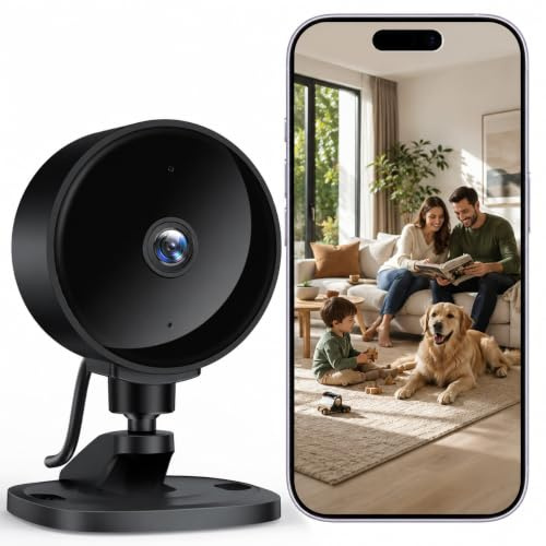 WOLFANG Cámara Vigilancia WiFi Interior 1080P, Cámara de Seguridad Interior con Visión Nocturna, Detección de Movimiento, Audio Bidireccional, Compatible con Alexa & Google Home, Solo WiFi 2,4 GHz