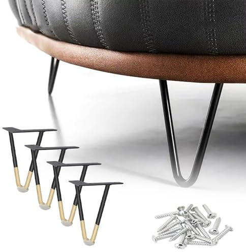 SXHJDY Set 4 Gambe Da Tavolo Altezza 45 55 72cm In Metallo Piedi Per Tavolino Divano Sedie Panche E Mobili Con Piedini Antiscivolo Design Moderno Industriale(Black+Gold,20cm/7.87in)