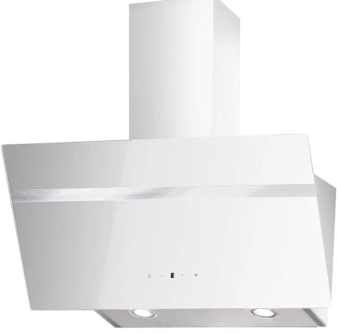 PKM S20-90 AWTY - Cappa in vetro con illuminazione a LED, senza testa, aspirazione perimetrale, 90 cm, colore: bianco