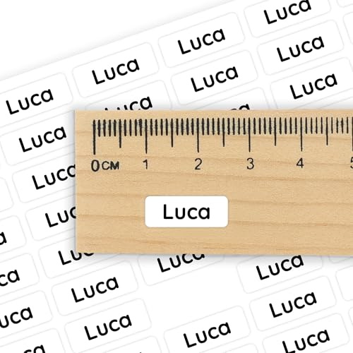 Klebekerlchen® | 175 Mini Namensaufkleber Kinder für Stifte und Schulsachen – Aufkleber zum Beschriften Schule & Kita – Namensschilder für Kleidung - Etiketten selbstklebend & wasserfest – Weiß