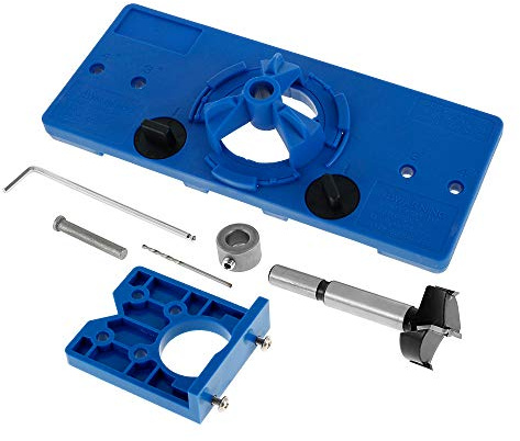 Gabarit de Perçage Charnière Invisible avec Dispositif de Charnière Perçage et Foret Forstner 35 mm - Support Butée de Profondeur - Clé Hexagonale pour Menuiserie