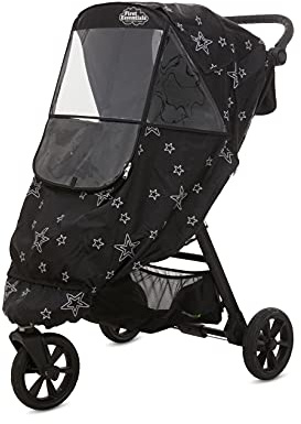 First Essentials Stroller Rain Cover Universal, Baby Travel Weather Shield, Windproof Waterproof, Protect from Dust Snow (Black)