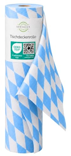 Sensalux Tischdeckenrolle Vlies 1,19 x 25 m Bayern-Raute, 80 g/m² | bis 45% Recyclat, abwaschbar, wasserabweisend, Tischdecke Rolle, OEKO-TEX, Party, Hochzeit, Catering