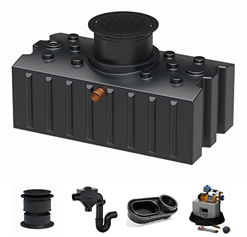 Zisterne Flachtank 2000 Liter Komfort V inkl. Ausgleichsdom, Deckel, Regenwasserfilter mit Siphon, beruhigtem Zulauf und Regenwasserpumpen-Set - Regenwasserbehälter bzw. Regenwassertank unterirdisch