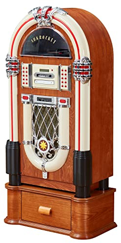 Arkrocket Full Size Jukebox Vinyl Record Player Bluetooth USB SD CD Player Radio Retro Turntable Classic Jukebox (Taurus + Stand - Classic)
