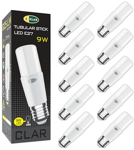 CLAR - Energiesparlampe E27, Maiskolben LED E27, Energiesparlampen, Länglich LED, 9W Neutralweiß 4000ºK (Pack 10)