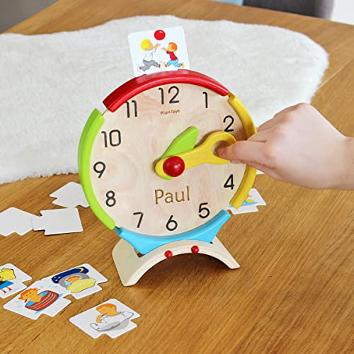 LittleStars Personalisierbare Lernuhr aus Holz mit Aktivitätskarten | 9 cm x 20.7 cm x 24.5 cm