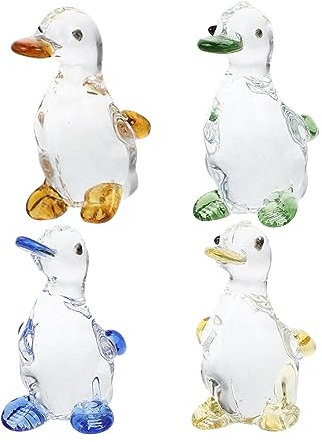 Artibetter 4 Stück Niedliche fette Entenornamente zarte Entenstatue Entenkuchendekoration Entenfiguren aus Glas bürodeko büro Dekoration Quarz Tier gelbe Ente Kristall Gartenarbeit Modell