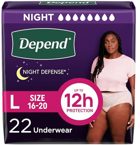 Depend Night Defense Adult Diapers for Women, Large, 22 Count