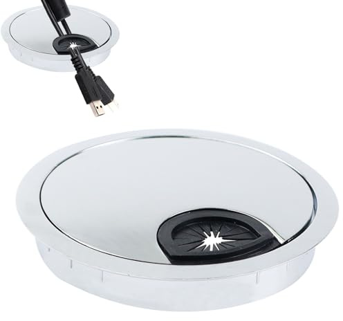Desk Cable Grommet, 80mm Metal Desk Grommet Desk PC Computer Cable Cord Wire Tidy Grommet Table Cable Hole Cover for Home Office, Original