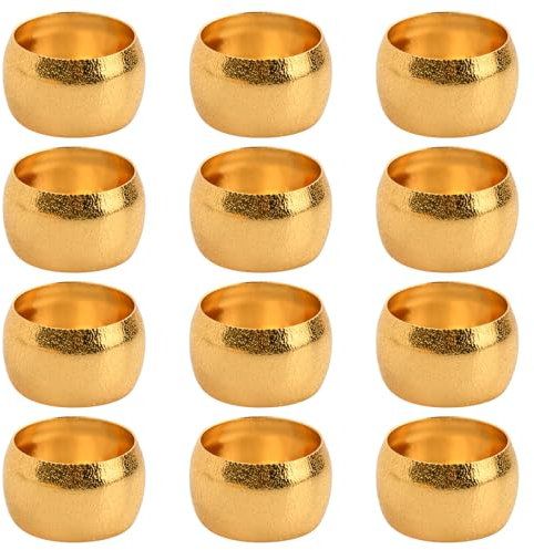 12 Pcs Anelli per Tovaglioli Argento Oro, Portatovaglioli in Metallo Decorazioni, 4 cm Portatovaglioli da Tavola Rotondo, Tovagliolo Fibbia per Festa Matrimonio Compleanno Banchetto (Oro)