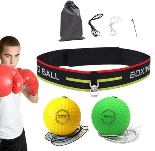 Novent Boxball-Stirnband, Boxkopfball,Schaumgummi-Reflexball mit Kopfband | Multifunktionale, auf das Boxen reagierende Trainingshilfen, anpassbares Boxtrainingszubehör für Anfänger, Fortgeschrittene,