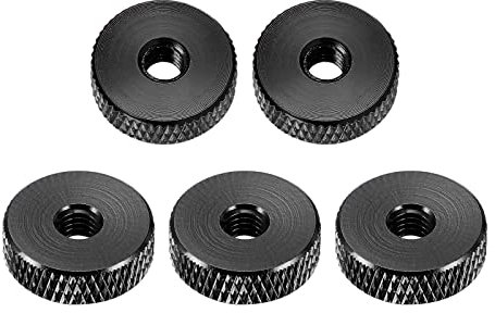 sourcing map Rändelmuttern, M5 x 5 mm (TxH), 5 Stück, gut für Möbelausrüstung, Rändelschraubenbefestigungen, Schwarz