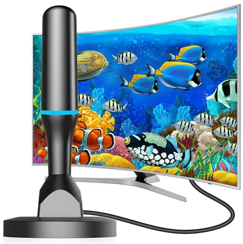 Indoor TV Antenna for Local Channels - 4K HD Digital Antenna for Smart TV Indoor, No Cable Needed - Magnetic Base, 360° Reception, 8.2Ft Cable, Long Range - Support HDTVs with Built-in Tuner