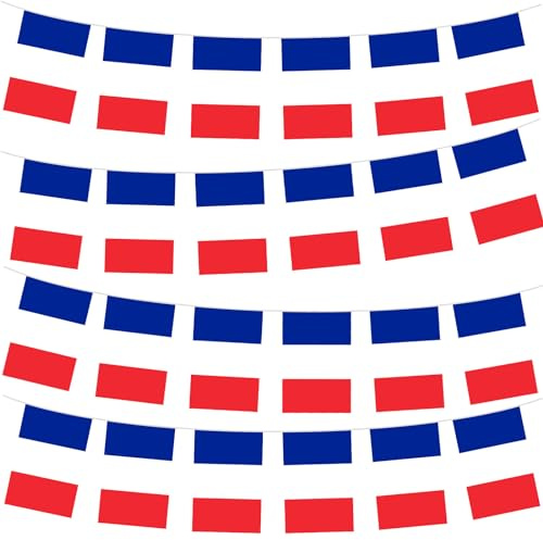 10 m/32,8 fot franska flaggor flaggor med 30 flaggor för olympiska spelen Euro partydekorationer 2024, Frankrike banderoll franska flaggor för inomhus utomhus sport evenemang fotbollsmatch, franska