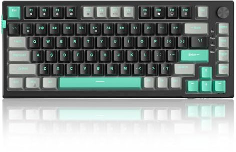 MageGee SKY81 75% Mechanical Gaming Keyboard, Gasket Hot Swappable Wired Custom Creamy Keyboard with 5-Layer Sound Dampening, Knob Control, RGB Backlit, NKRO for Win/Mac (Dark Elf, Blue Whale Switch)
