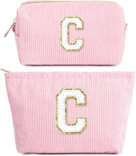 2 Stück Kosmetiktasche Damen, Rosa Make Up Tasche, Cord-Kulturtasche Organizer, Reise Schminktasche, Muttertagsgeschenk, Weihnachten Geburtstagsgeschenk für Frauen Teenager Kollegin Schwester Mädchen