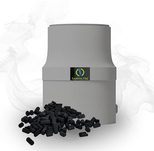 Filtre Anti-Odeurs Haute Performance au Charbon Actif Anti-H2S, avec Manchon Intégré 100 mm, Solution sans Collage, pour Fosse Septique & Toutes Eaux, Rechargeable, Gris – HYDRODIV