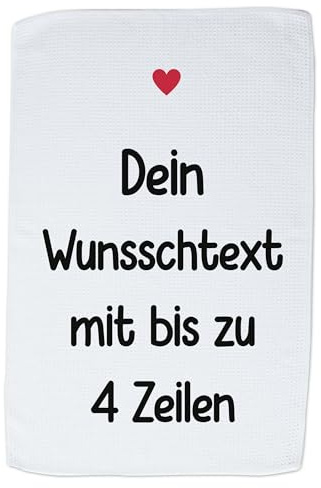GRAZDesign Geschirrtuch Aufdruck selbst gestalten - Wunschtext - 60x40cm - weiß - personalisiert selber Bedrucken beschriftet Herz