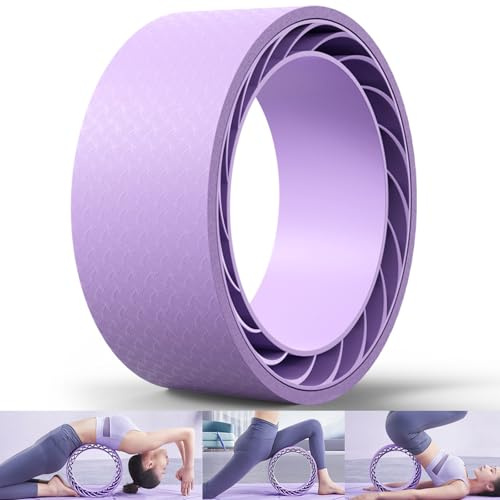 HNJZX Yoga Rings Back Roller Wheel - Fit Yoga Wheel Prop Foam Padded Back Stretcher Wheel with Center Spine Cradle - Yoga Wheel for Improving Yoga Poses, Backbends Balance Stretching Back Pain