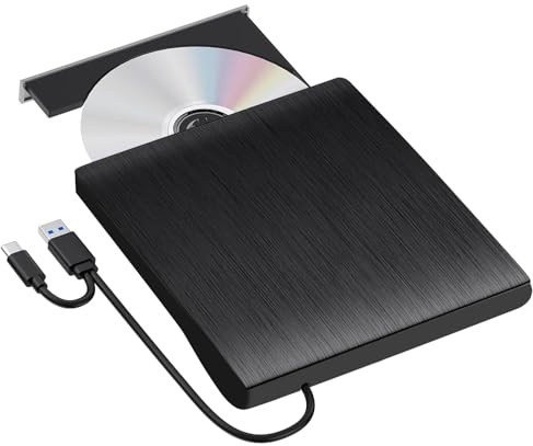 XIAOXIN Lector CD/DVD Externo, USB 3.0 y Type-C Grabadora DVD Externa,Disquetera Externa USB C CD/DVD-RW Drive, Lector DVD Externo para Portatil,PC,Laptop,Windows 11/10/8.1/XP/Linux/MacOS