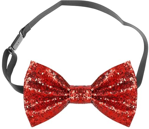 Toumett Sparkly Bow Tie,Bow Ties for Men,Red Bow Tie,Glitter Sequin Boys BowTie,Adjustable Strap,Bowtie for Men Bachelor Dance Night Party Carnival Christmas Halloween Fancy Dress StageShow (Red)