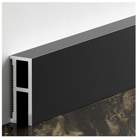 HAIXHX LED-Aluminium-Sockelleiste 1,5 cm Höhe, 1 m Länge, Aluminium-Kanal-Sockelleiste für Heimkino-Küchendekoration, LED-Streifenlicht-Diffusor mit Abdeckung, Kanalsystemprofil für Wandecke(Black)