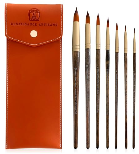 Medici-Serie – Zobel-Aquarell-Pinsel, rund, Kolinsky Zobel-Pinsel-Set, hervorragender Farbfluss, langlebige Leistung und präzise Formbeständigkeit