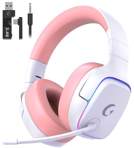 Gvyugke Wireless Gaming Headset, 2.4GHz Gaming headphone for PS4 PS5 PC Switch Mac, Bluetooth 5.3 Wireless Headset with Mic Noise Cancelling, 7.1 Surround Sound, 70H Battery, Foldable