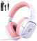 Wireless Gaming Headset, Gaming headphone for PS4 PS5 PC Switch Mac, 2.4GHz USB Wireless Headset with Microphone Noise Reduction, Bluetooth 5.3, 7.1 Surround Sound, 70H Battery, RGB Light Up-Pink
