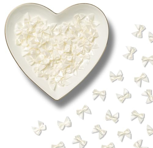 MORSUNBELA 100 Pezzi Fiocchi Regalo Mini Decorativi Fiocco Matrimonio Adatto per Confezioni Regalo di Compleanno di San Valentino Beige
