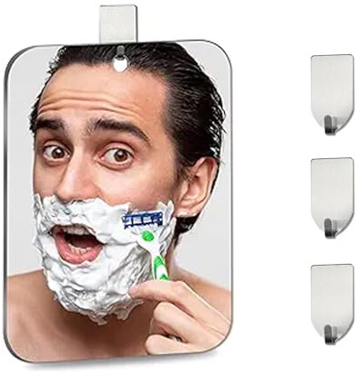 Sikweny Specchio Bagno Impermeabile 30CM x 20CM con 3 Ganci Specchiera Bagno Trucco Naturale per Uomo e Donna Specchi Anti-appannamento per Rasatura Modellatura Sopracciglia Trucco Ritocchi