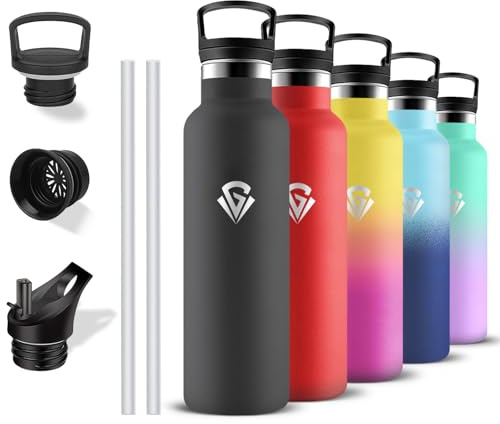 Grsta Botella Agua Acero Inoxidable, Botella Termica 750ml, A Prueba de Fugas, Cantimplora sin Bpa, Mantiene 24H Frio/12H Calor, Cantimplora Gym, para Oficina, Cámping, Cafetería, Viajar, Deportiva