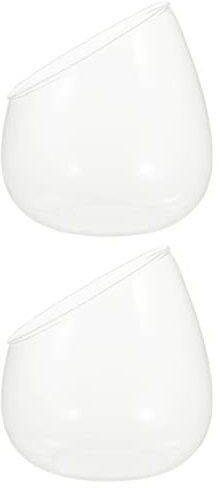 BATHVEVE 2pezzi Ciotola Bolle in Vetro Vasi Da Esposizione Contenitore Trasparente Vaso Taglio Inclinato Vaso Per Piante Grasse Come Porta Caramelle Portafrutta Composizione Floreale Per De
