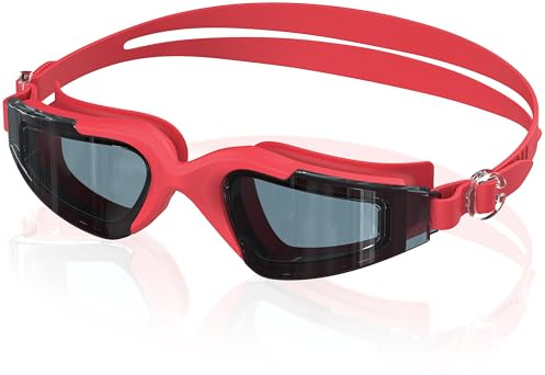 Ambienden Vuxna och unga poolglasögon – unisex simglasögon herr dam – anti-imma lins HD UV-skydd, vattentäta lämpliga för strand/pool