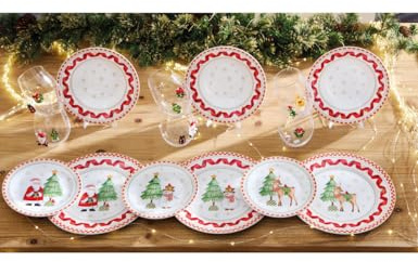 Brandani “Racconti” Servizio Tavola 6 pz in Porcellana Ø 27/22,5/19 – Piatti piani, fondi e frutta – Forno, microonde, lavastoviglie.