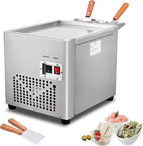 XINRISHENG Electric Ice Cream Roll Maker, Commercial Fried Ice Cream Roll Machine, Rolled Ice Cream Machine with Compressor, Stir-Fried Ice Pan