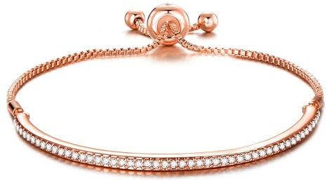 Philip Jones Rose Gold Plated Friendship Bracelet Created with Zircondia® Crystals