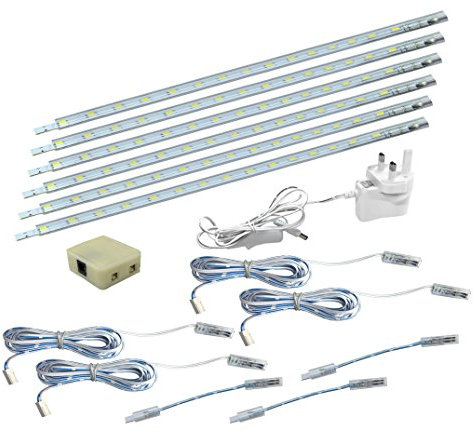 Long Life Lamp Company 6 x 30cm Plug in LED Cool White Under Kitchen Cupboard Cabinet Strip Lights